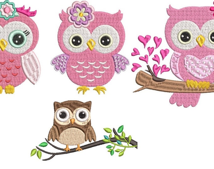 Owls Machine embroidery designs set - Instant download file