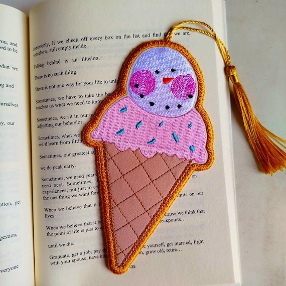 ITH Snowman ice cream bookmark  Machine embroidery design - Instant download file