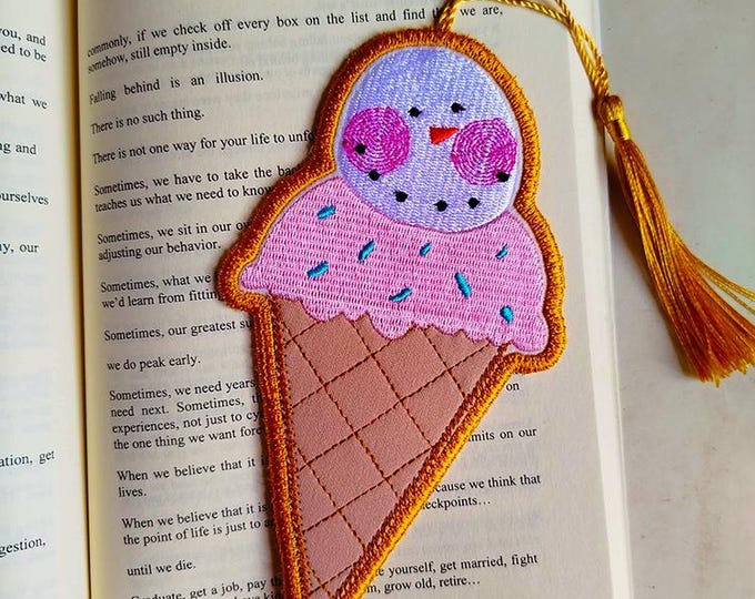 ITH Snowman ice cream bookmark  Machine embroidery design - Instant download file