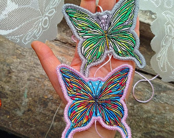 ITH Butterfly tag for variegated thread Machine embroidery design - Instant download file