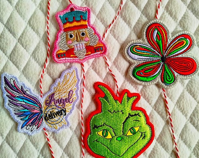 Fun Christmas tags set Machine embroidery designs - Instant download file