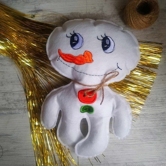 ITH felt snowman Machine embroidery design - tutorial included - Instant download file