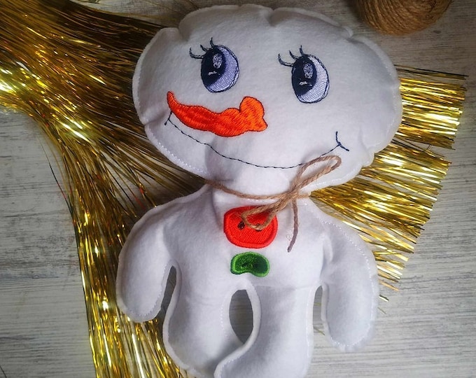 ITH felt snowman Machine embroidery design - tutorial included - Instant download file