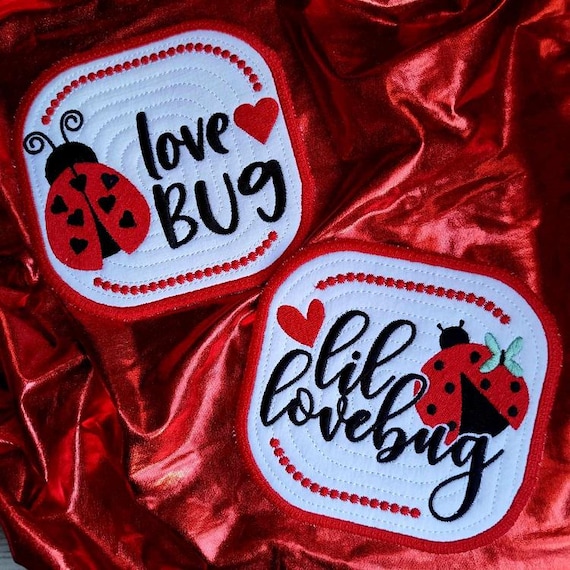 ITH Lovebug coasters Machine embroidery designs - Instant download file