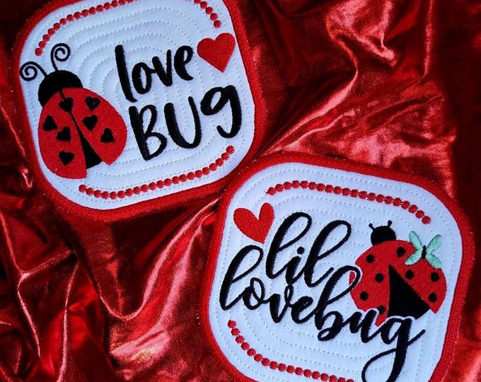 ITH Lovebug coasters Machine embroidery designs - Instant download file