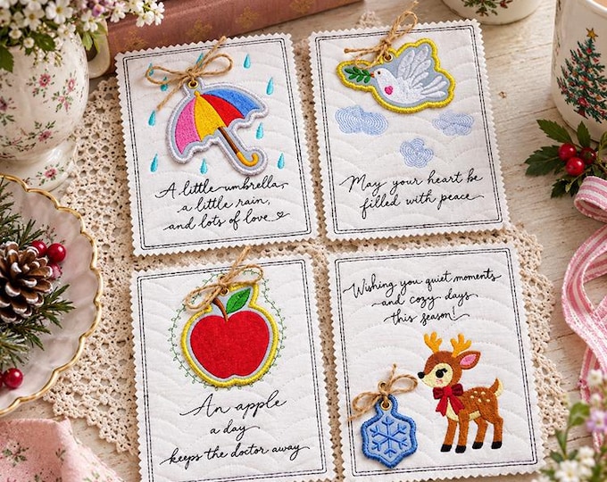 ITH Beautiful wishes cards 2 Machine embroidery designs - Instant download file