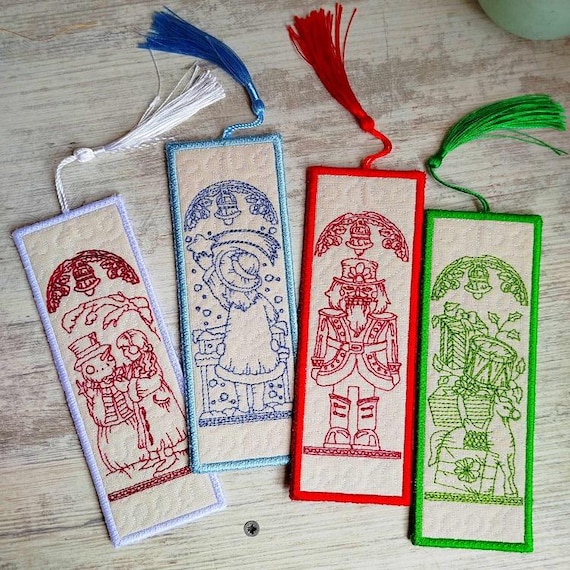 ITH Vintage Christmas Bookmarks set Machine embroidery designs - Instant download files