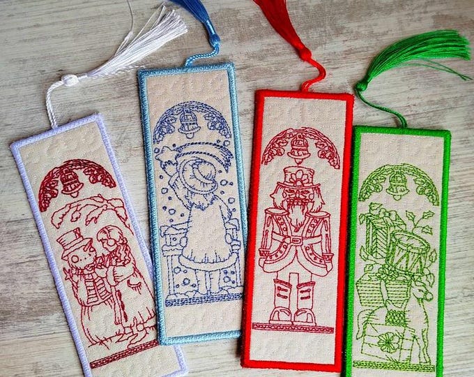 ITH Vintage Christmas Bookmarks set Machine embroidery designs - Instant download files