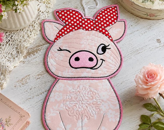 ith pinup piggy Lulu Machine embroidery design - Instant download file