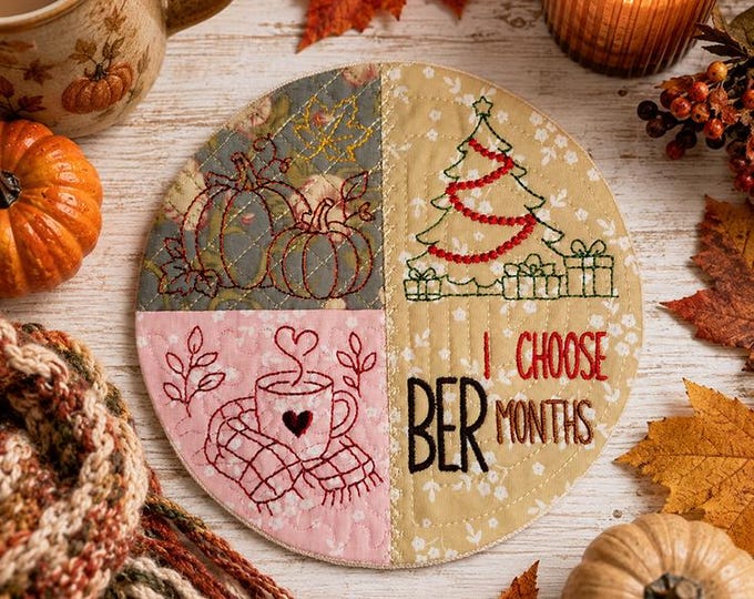 ITH I choose ber months mugrug Machine embroidery design - Instant download file