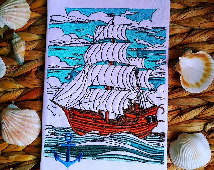 ITH Ship  mugrug Machine embroidery designs - Instant download files