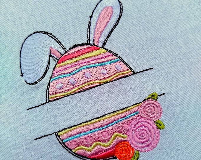 Easter egg split monogram Machine embroidery designs - Instant download file
