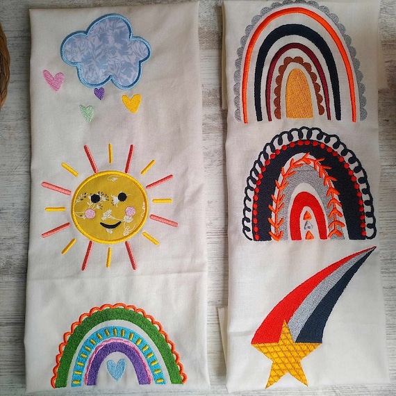 Boho machine embroidery designs set - Instant download files