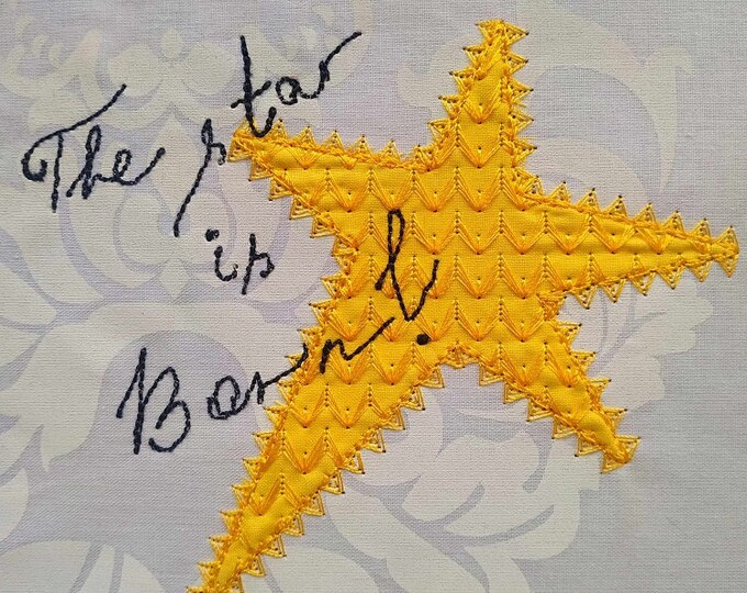 The star is born applique Machine embroidery design - Instant download file