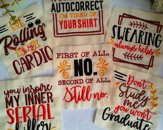 Funny quotes Machine embroidery designs - Instant download files