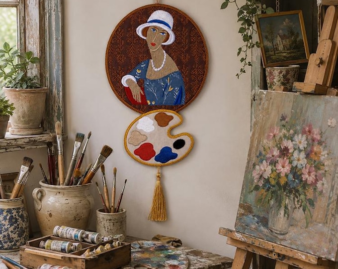 ITH Modigliani muse wall hanger 8x11 Machine embroidery design - Instant download file