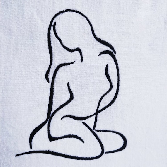 Linear woman machine embroidery design - File, for digital download