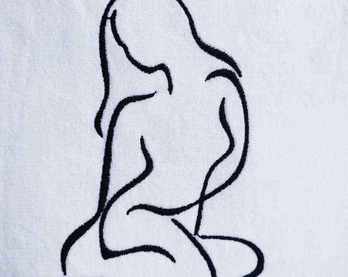 Linear woman machine embroidery design - File, for digital download