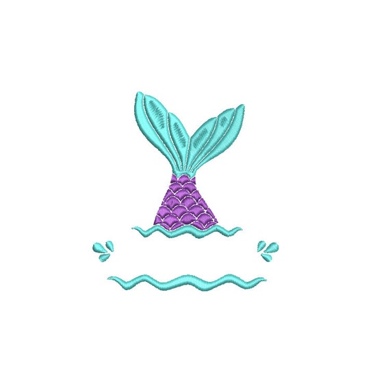 Mermaid monogram Machine embroidery design - Instant download file