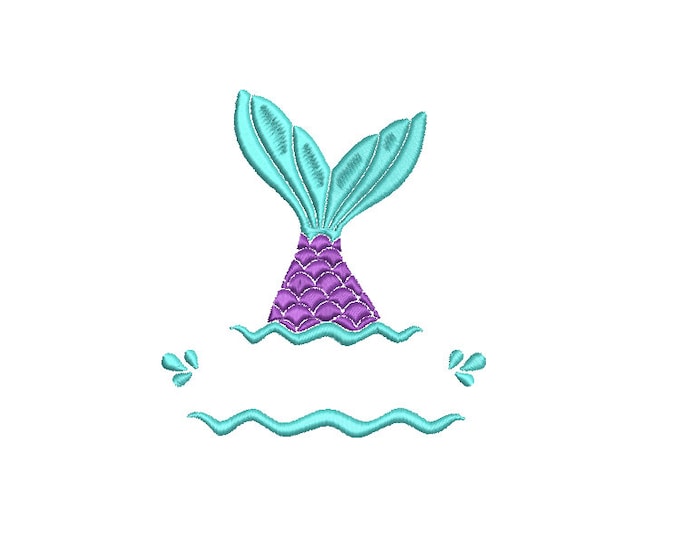 Mermaid monogram Machine embroidery design - Instant download file