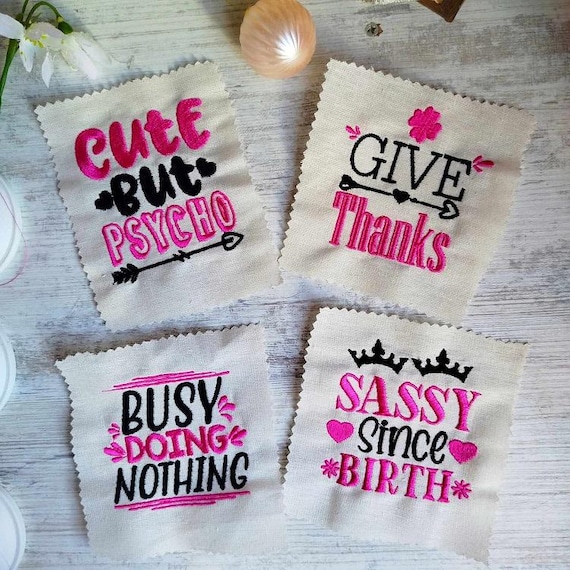 Girly and funny Machine embroidery designs - Instant download files