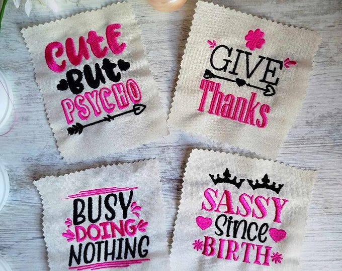 Girly and funny Machine embroidery designs - Instant download files