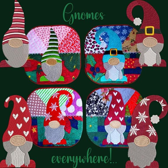 Gnomes Machine embroidery designs - Instant download files