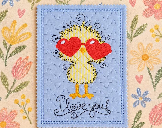 ITH Cute I love you card Machine embroidery design - Instant download file