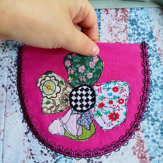 ITH Floral applique pocket Machine embroidery design - instant download file