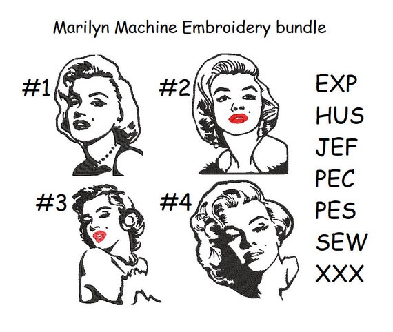 Marilyn Machine embroidery designs bundle - Instant download