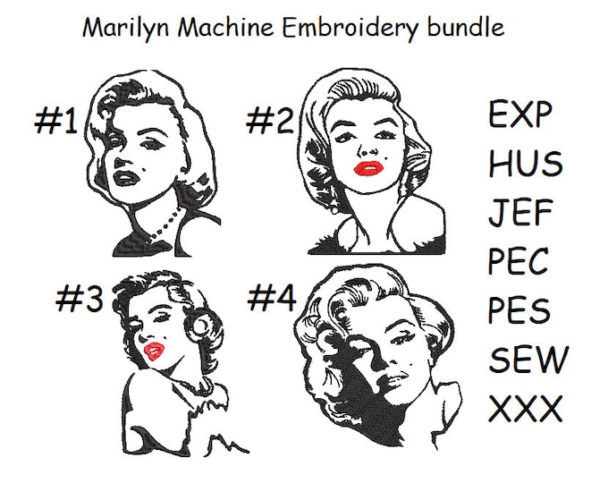 Marilyn Machine embroidery designs bundle - Instant download