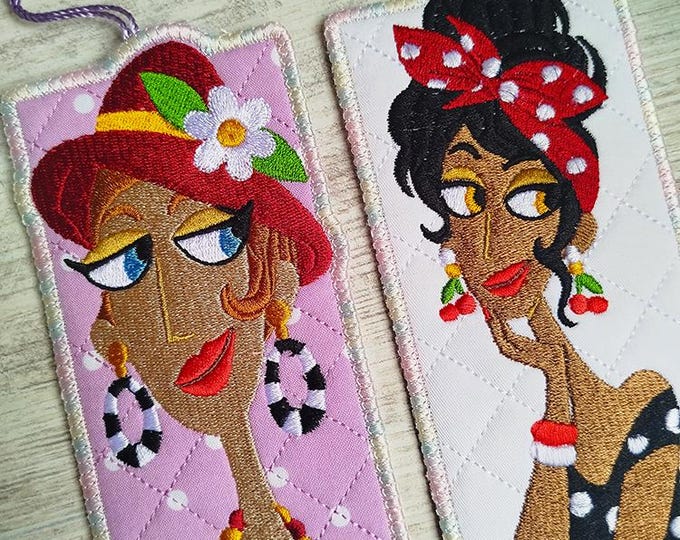 ITH Sassy girls bookmarks Machine embroidery designs - Instant download file