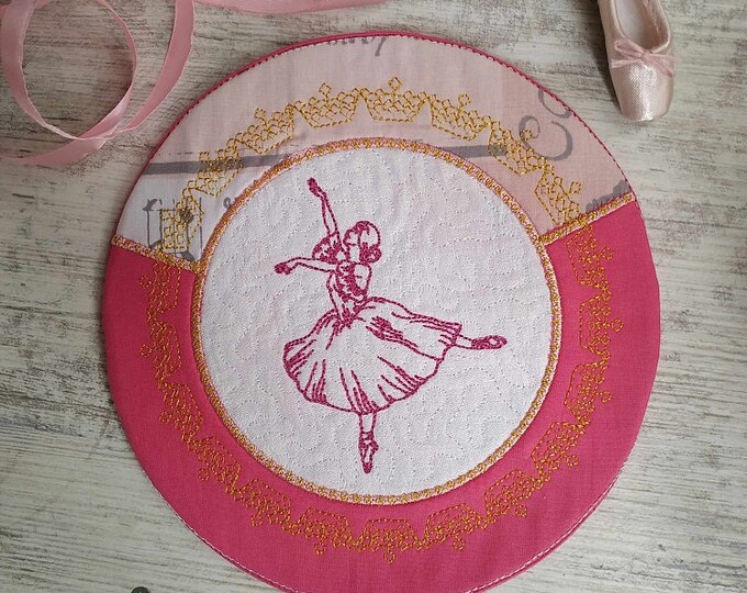 ITH ballerina coaster Machine embroidery design - Instant download file