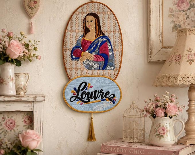 ITH Mona Lisa smile wall hanger Machine embroidery design - Instant download file
