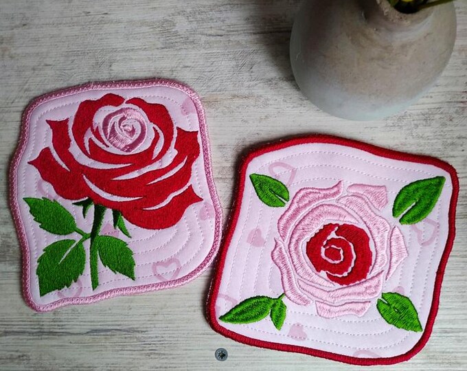 ITH Roses coasters Machine embroidery designs - Instant download files