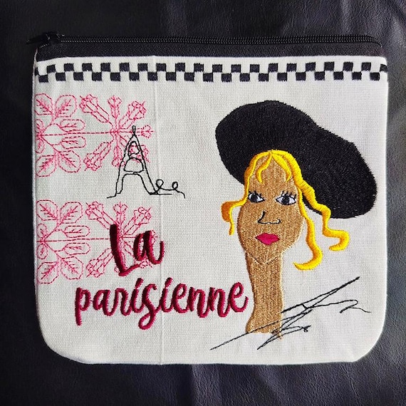 ITH Parisian lady purse Machine embroidery design - Instant download file
