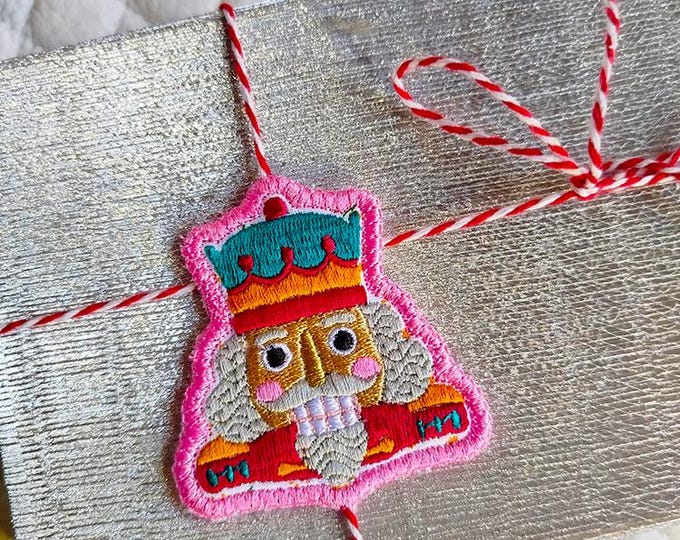 ITH Nutcracker gift tag Machine embroidery design - Instant download file
