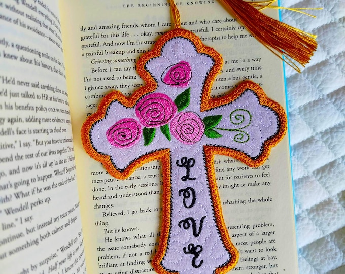 ITH Love cross bookmark Machine embroidery design - Instant download file