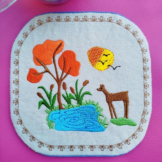 ITH Sweet forest coaster 2 Machine embroidery design - Instant download file