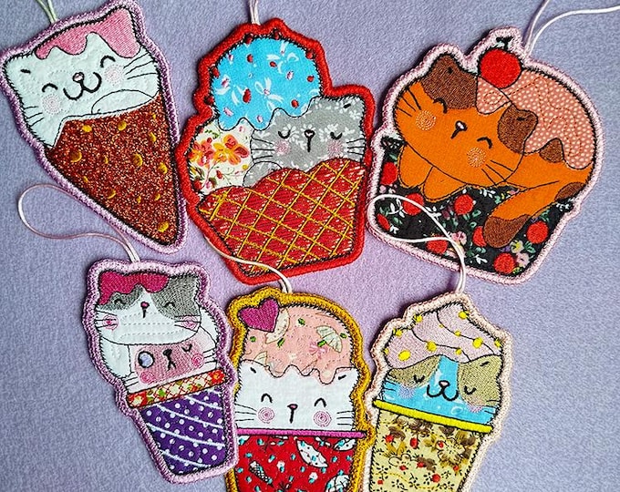 ITH Kitties ornaments bundle machine embroidery designs - Instant download file