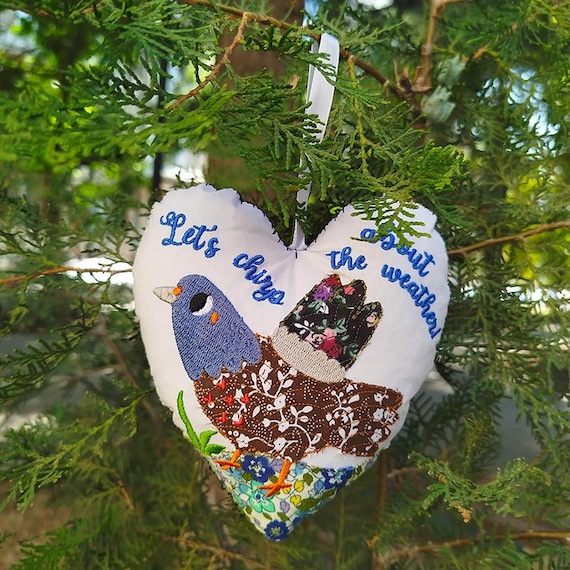 ITH Cute pigeon applique heart Machine embroidery design - Instant download file