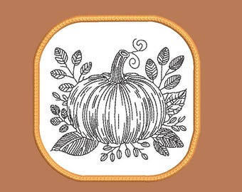 ITH Pumpkin coaster to color Machine embroidery design - Instant download files