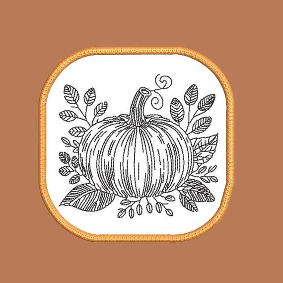 ITH Pumpkin coaster to color Machine embroidery design - Instant download files