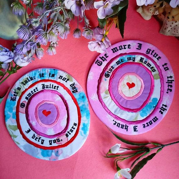 ITH Romeo and Juliet Love coasters - machine embroidery designs - Instant download files