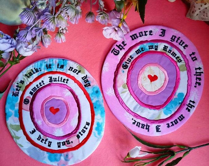 ITH Romeo and Juliet Love coasters - machine embroidery designs - Instant download files