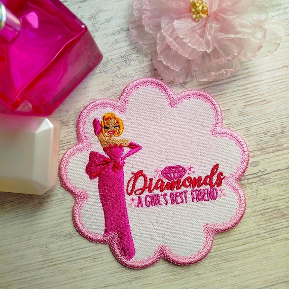 ITH Diamonds are a girls best friend coaster Machine embroidery design - Instant download file