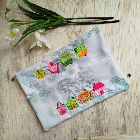 ITH Houses paper napkins holder Machine embroidery design - Instant download file