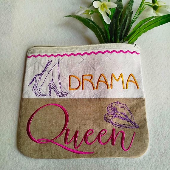 ITH Drama queen purse Machine embroidery design - Instant download file