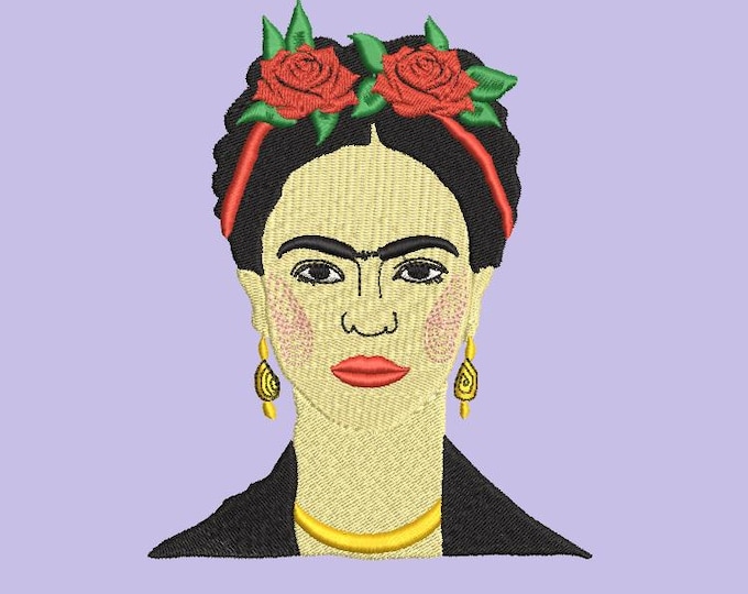 Handdrawn Frida Machine embroidery design - Instant download file