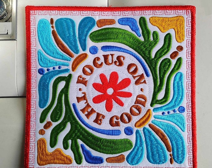 ITH Huge focus on good square coaster Machine embroidery design - Instant download file